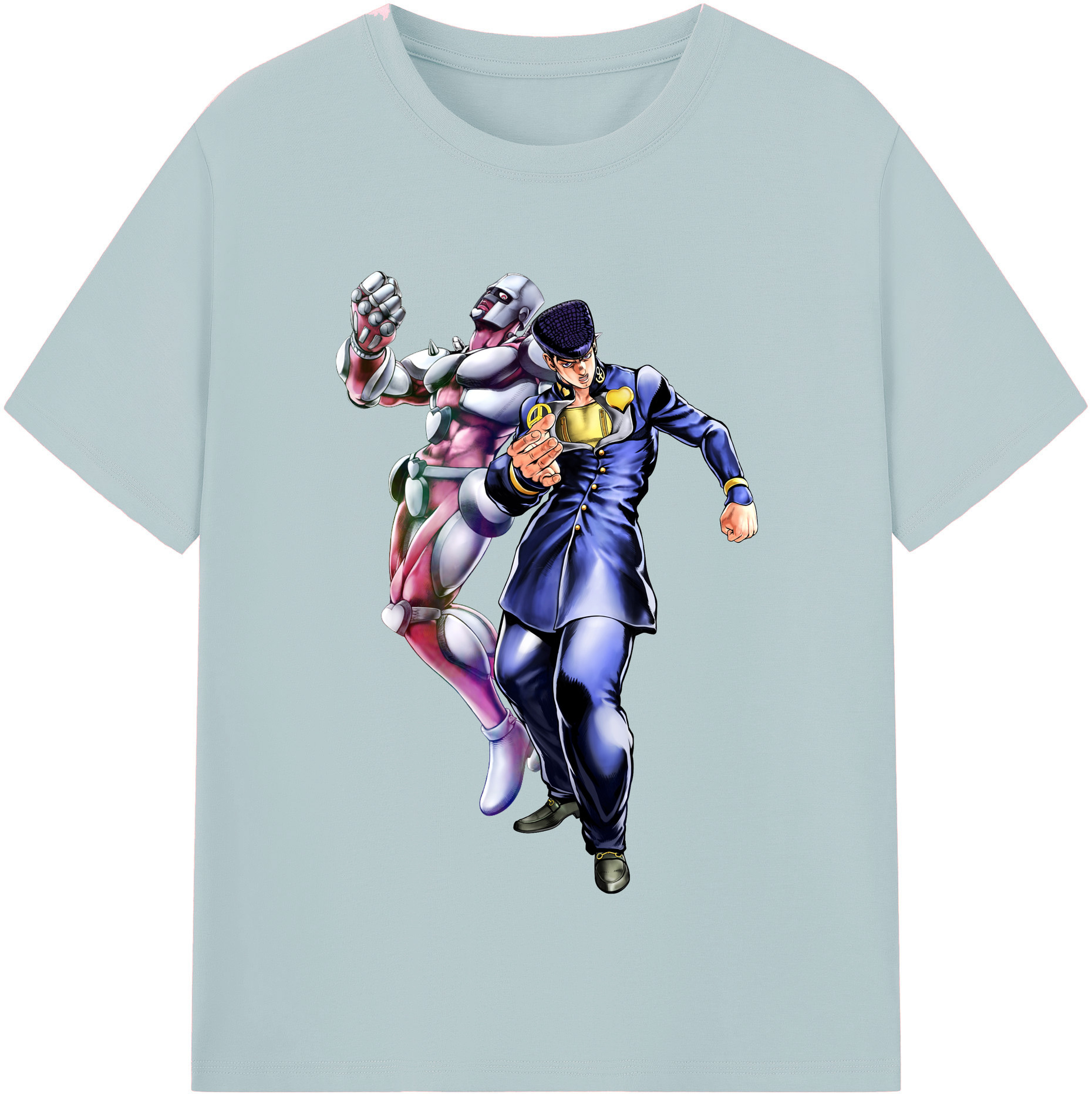 （画像用） ジョジョの奇妙な冒険 ひがしかた じょうすけ JoJo's Bizarre Adventure Higashikata Josuke 綿100％半袖Tシャツ（フロントプリント）
